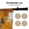 Vrouw - Ogen - Penseelstreken - Geel Wandkleed katoen klein -sfeer2