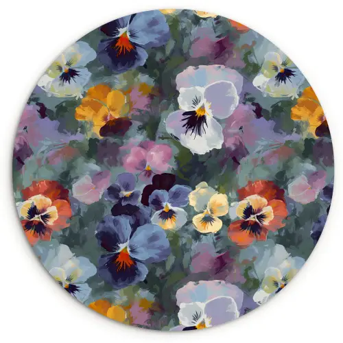 Pastel - Viooltjes - Groen - Patroon Wandcirkel plexiglas klein 852 -3d