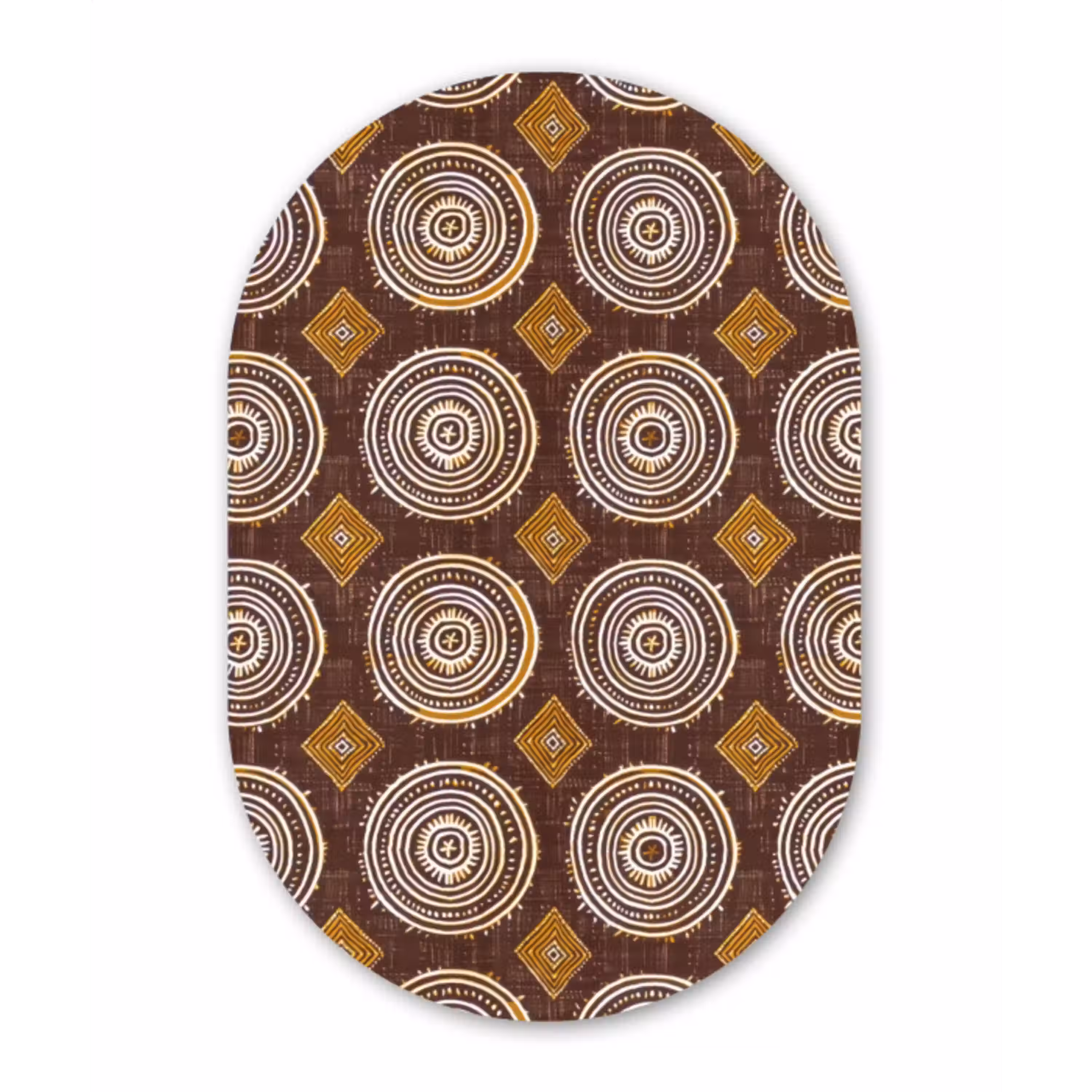 Chocoladebruin - Etnisch - Tribaal - Cirkels - Patroon Wandcirkel Ovaal Forex klein 630 -3d