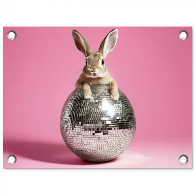 Haas - Strik -Discobal tuinposter los doek klein -3d