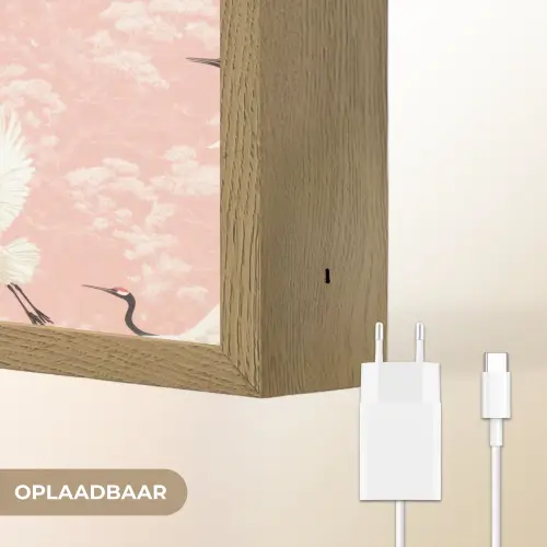 Kraanvogels - Bloesem - Roze Light Box met batterij (Wandlamp) middel 907 -USP_websiteoplaadbaarNL