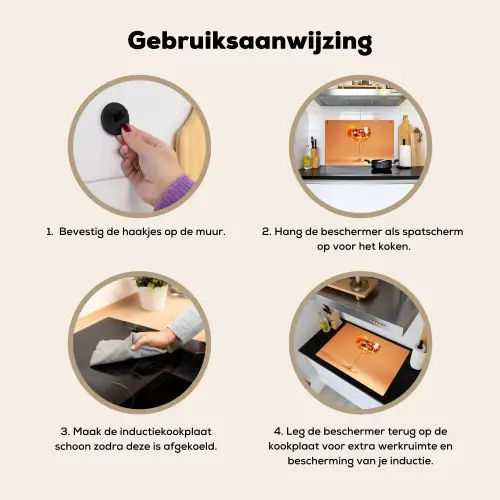 Drank - Oranje - Glitter - Disco Inductie beschemer met haakjes klein -ky-gebruik-nl