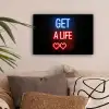 Gaming - Tekst - Get a life - Neon - Zwart canvas 2cm klein -sfeer1