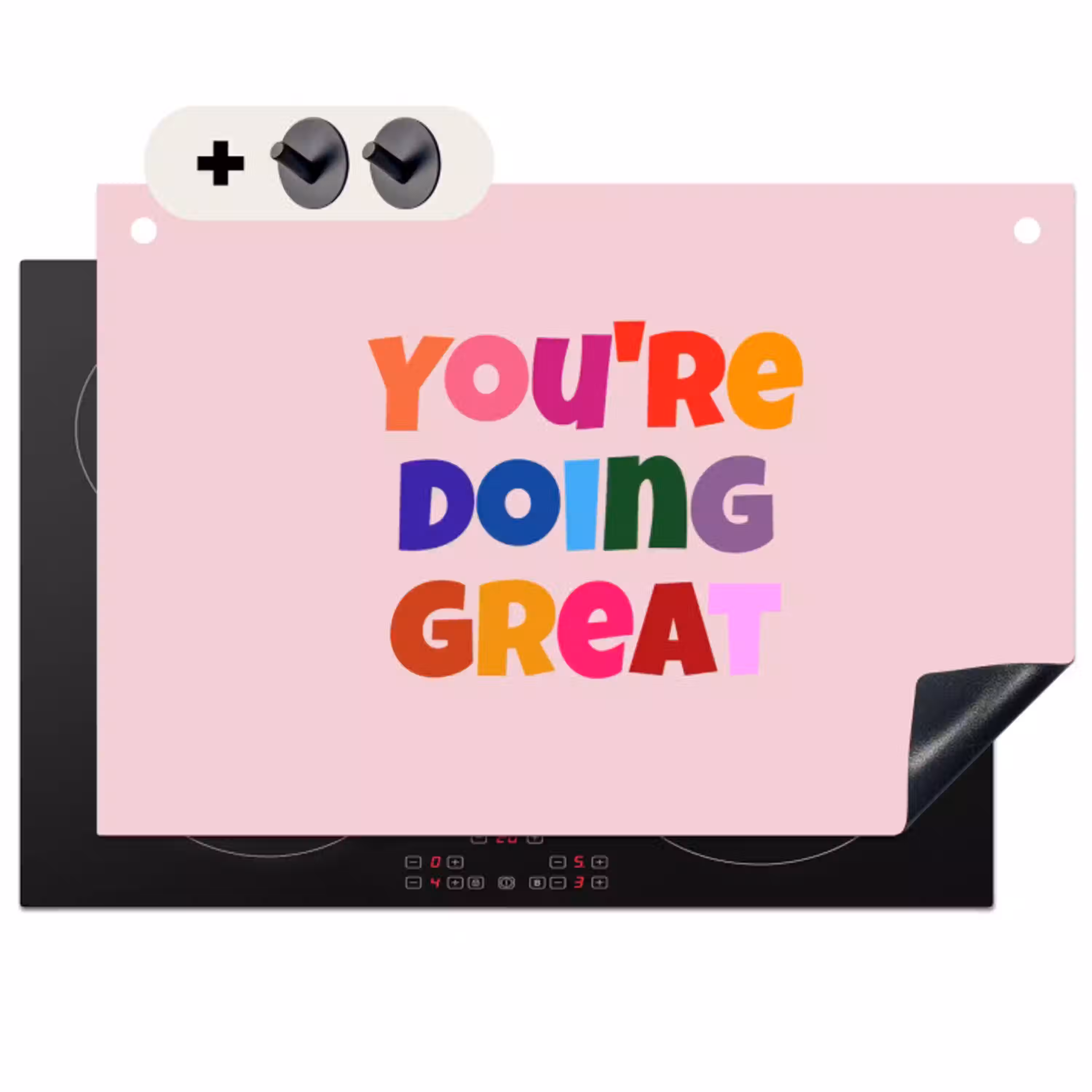 You're doing great - Roze - Kleurrijk Inductie beschemer met haakjes klein -3d