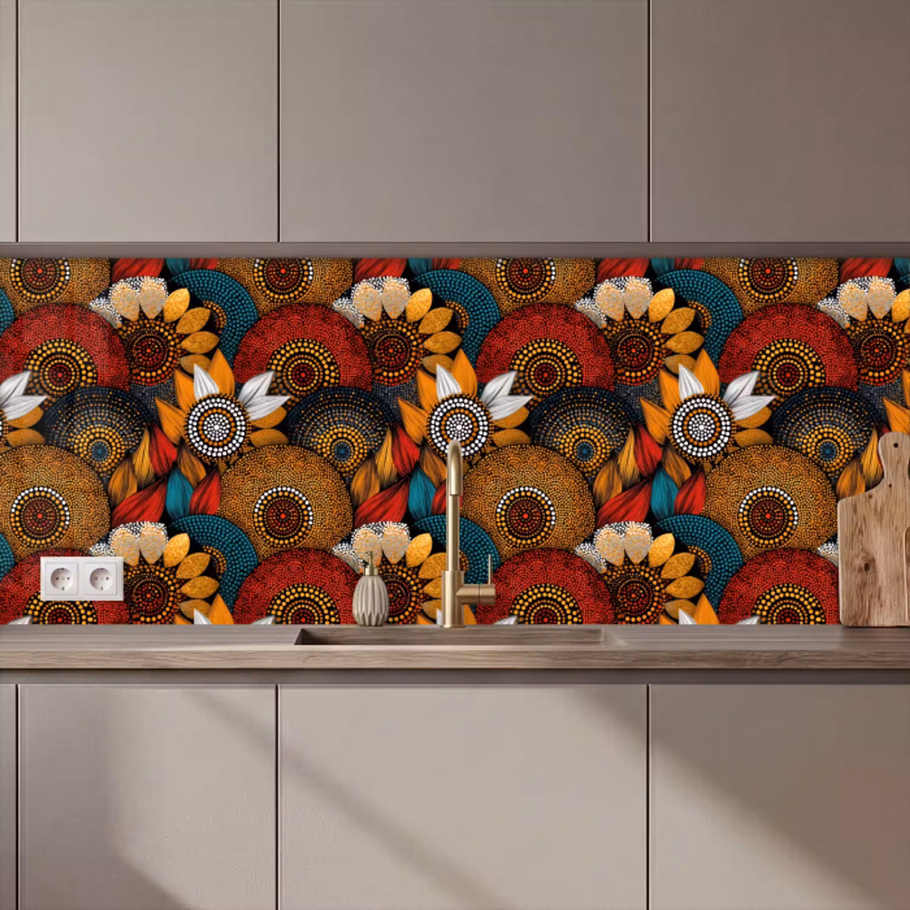 Kleurrijk - Aboriginal - Dot Painting - Botanisch - Patroon keuken achterwand 2 middel 871 zz_3dshopping