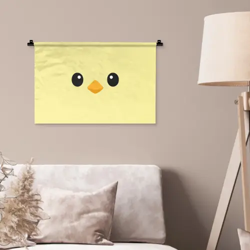 Kuiken - Vrolijk - Geel - Minimalistisch Wandkleed katoen klein -sfeer4