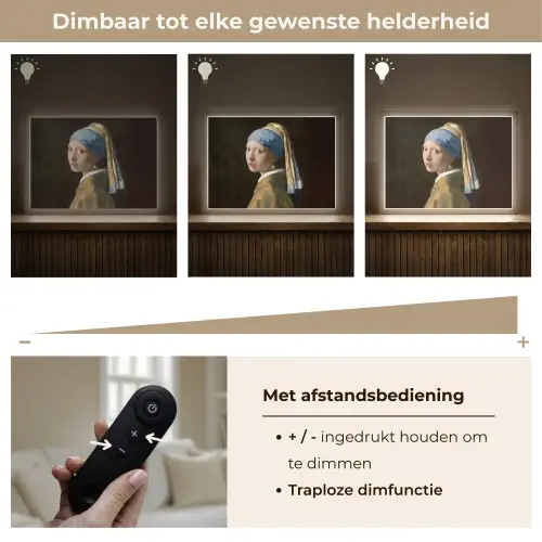 Meisje met de parel - Schilderij - Oude meesters - Vermeer Light Box met batterij (Wandlamp) middel -USP_dimbaarNL