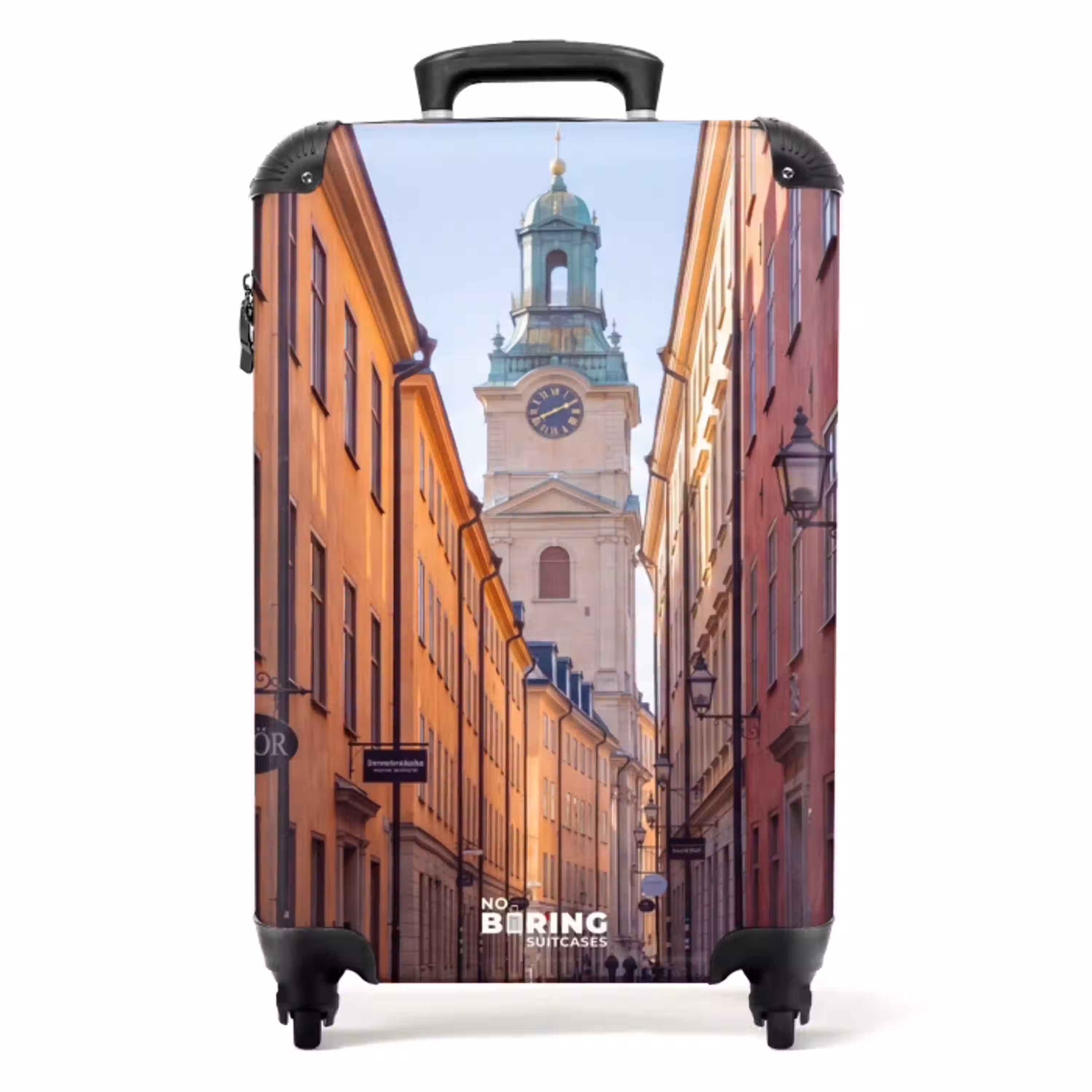 Straat - Klokkentoren - Stad - Architectuur - Historisch NBS - Handbagage koffer - Volwassenen Unisex middel -productfoto_recht