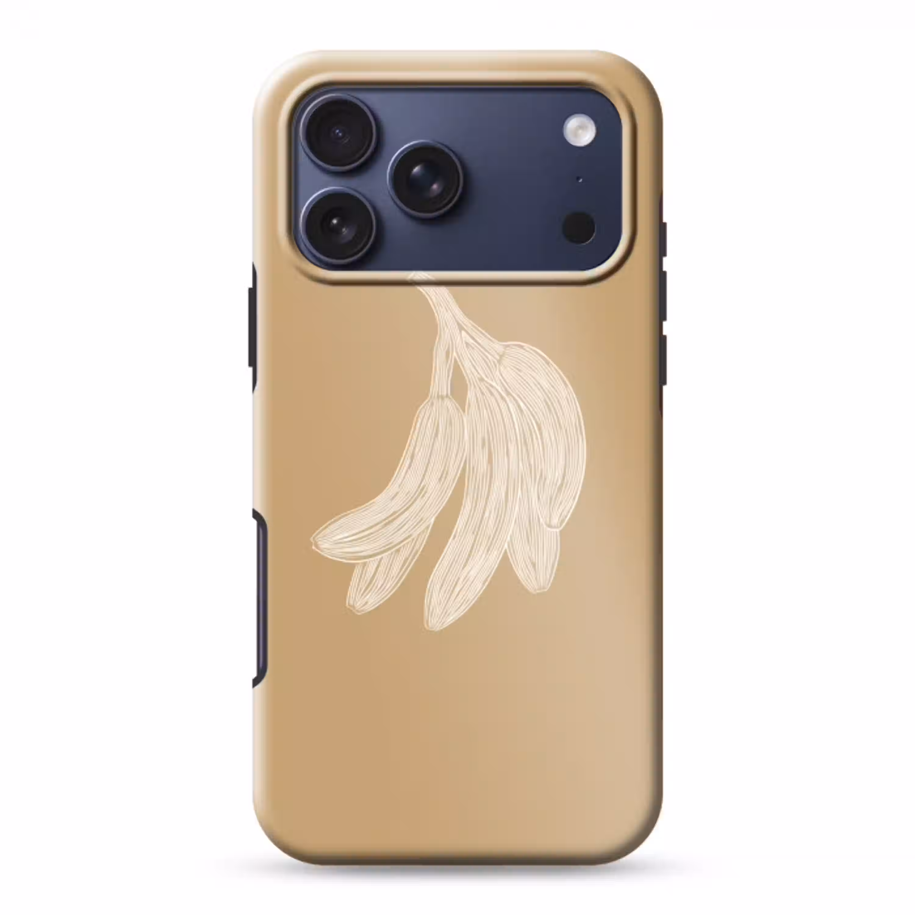 Bananen - Beige - Lijntekening - Minimalistisch Toughcase MagSafe Apple iPhone 17 Pro Max klein -3d