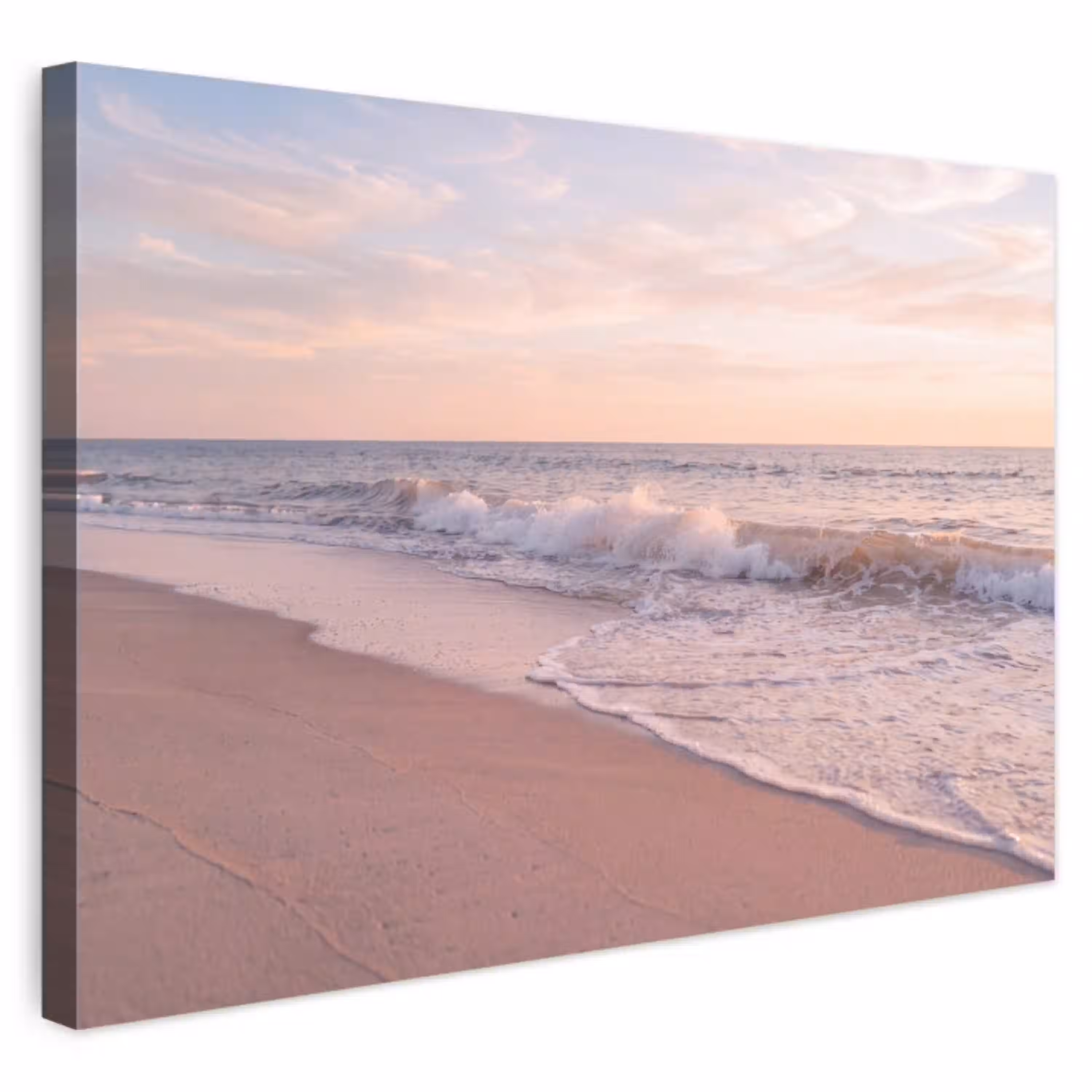 Strand - Zee - Golven - Natuur - Zonsondergang Tuinposter op houten frame 2 cm dik klein -3d