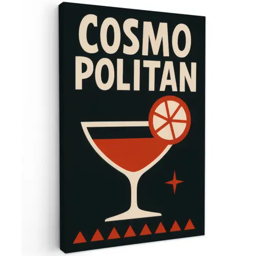 Cocktail - Zwart - Illustratie canvas 2cm klein -z3d