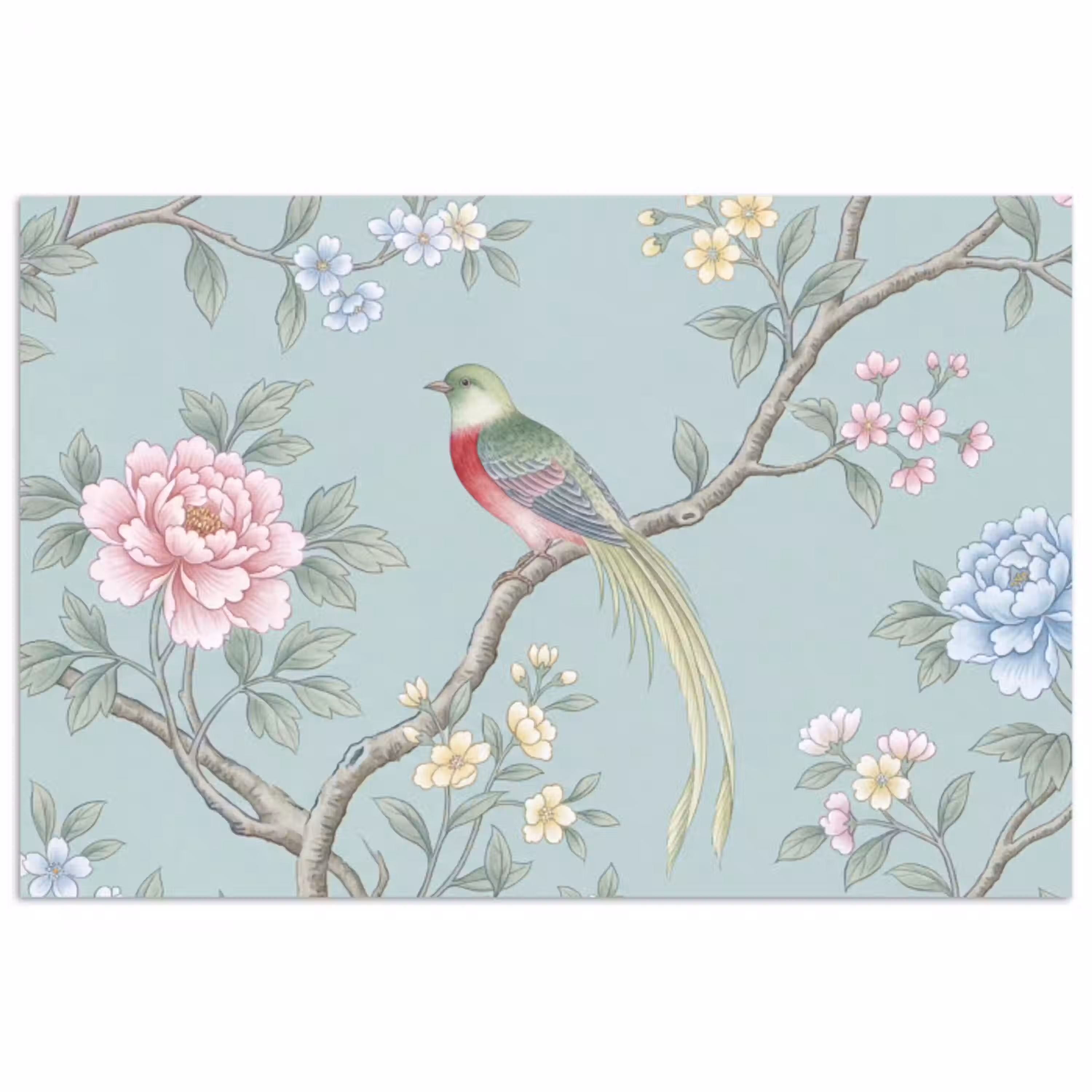 Vogel - Bloemen - Kleurrijk poster papier klein -3d