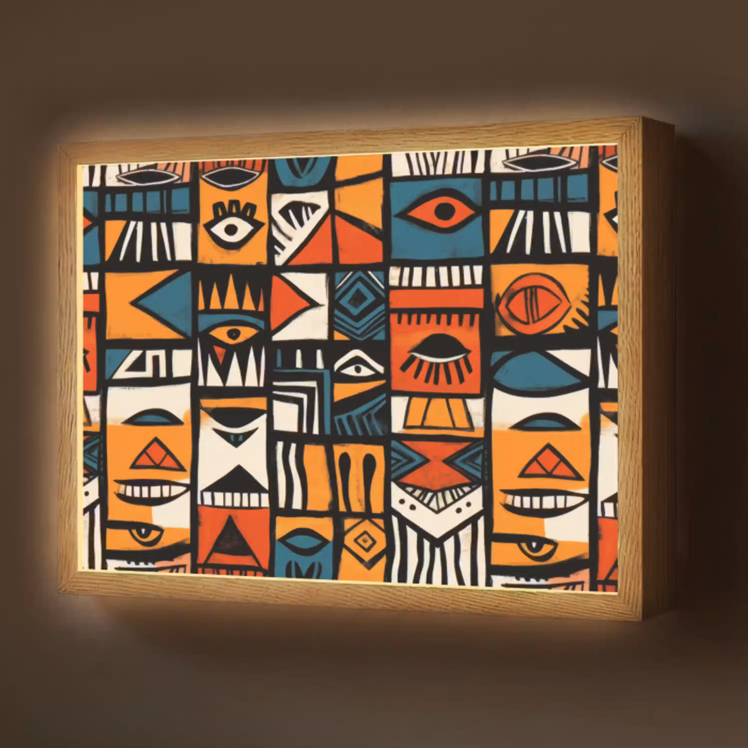 Abstract - Gezichten - Mozaïek Light Box met batterij (Wandlamp) middel -z3d_website