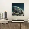 Astronaut - Kat - Glas - Stoel aluminium wit klein -sfeer1