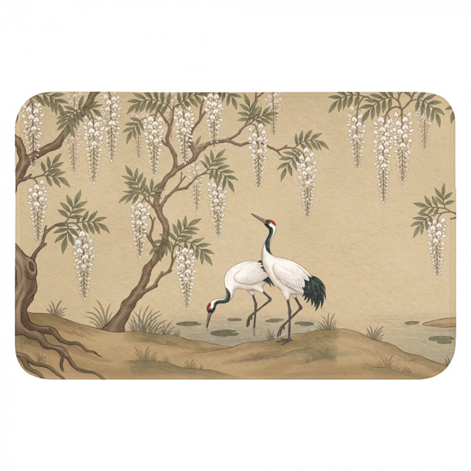 Kraanvogels - Water - Beige Badmat klein -3d