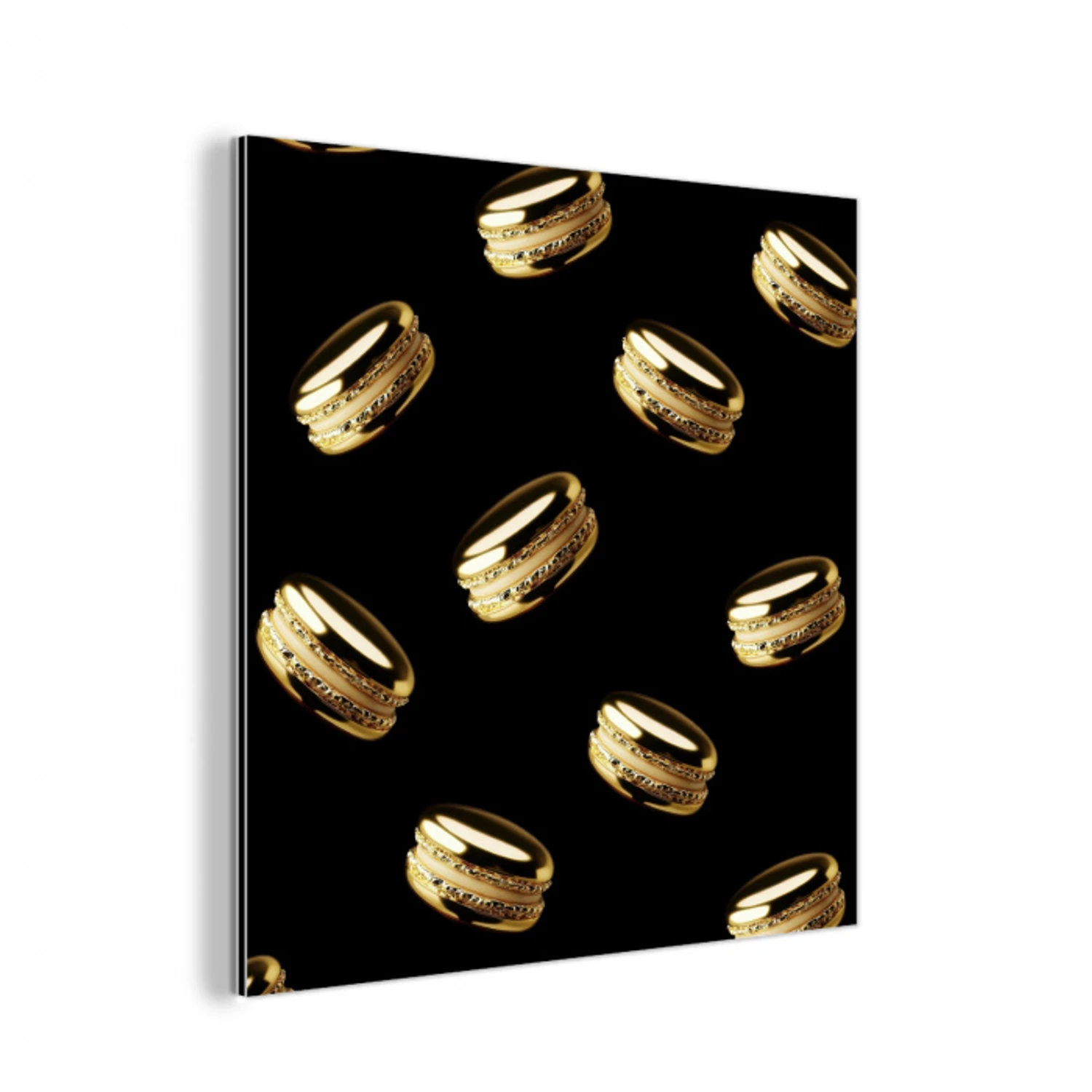 Macarons - Patroon - Goud - Zwart aluminium wit klein -3d