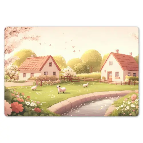 Schapen - Huisje - Platteland Placemat vinyl groot -zzsfeer1_Kitchenyeah-website