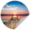 Steiger - Water - Zonsondergang - Roze - Horizon Wandcirkel behangsticker klein -3d