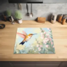 Kolibrie - Illustratie - Kleurrijk Inductie beschermer vinyl 3mm middel -sfeer5