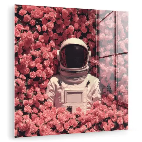 Bloemen - Roze - Astronaut plexiglas 5mm klein -zzzproduct_nieuw