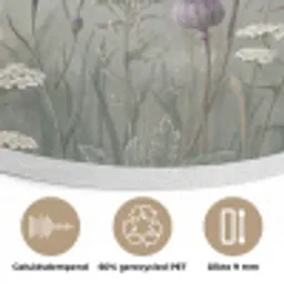 Vlinders - Wildbloemen - Illustratie - Kleurrijk Akoestische PET Vilt - Rond klein -closeup_NL
