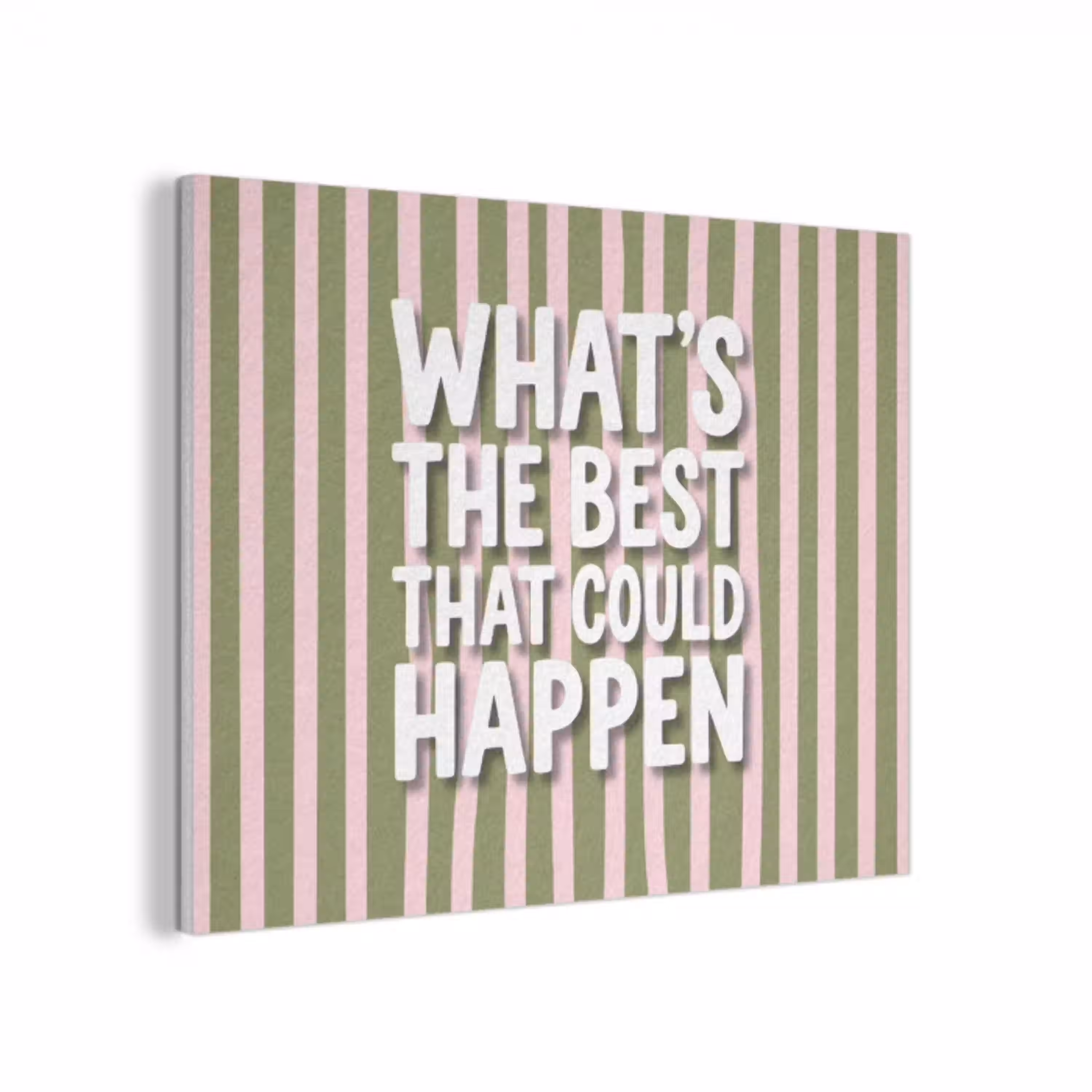 What's the best that could happen - Strepen - Groen - Roze PET vilt klein -3d