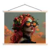 Vrouw - Kroon - Tomaat - Bascilicum - Zonnebril textielposter latten blank klein -3d