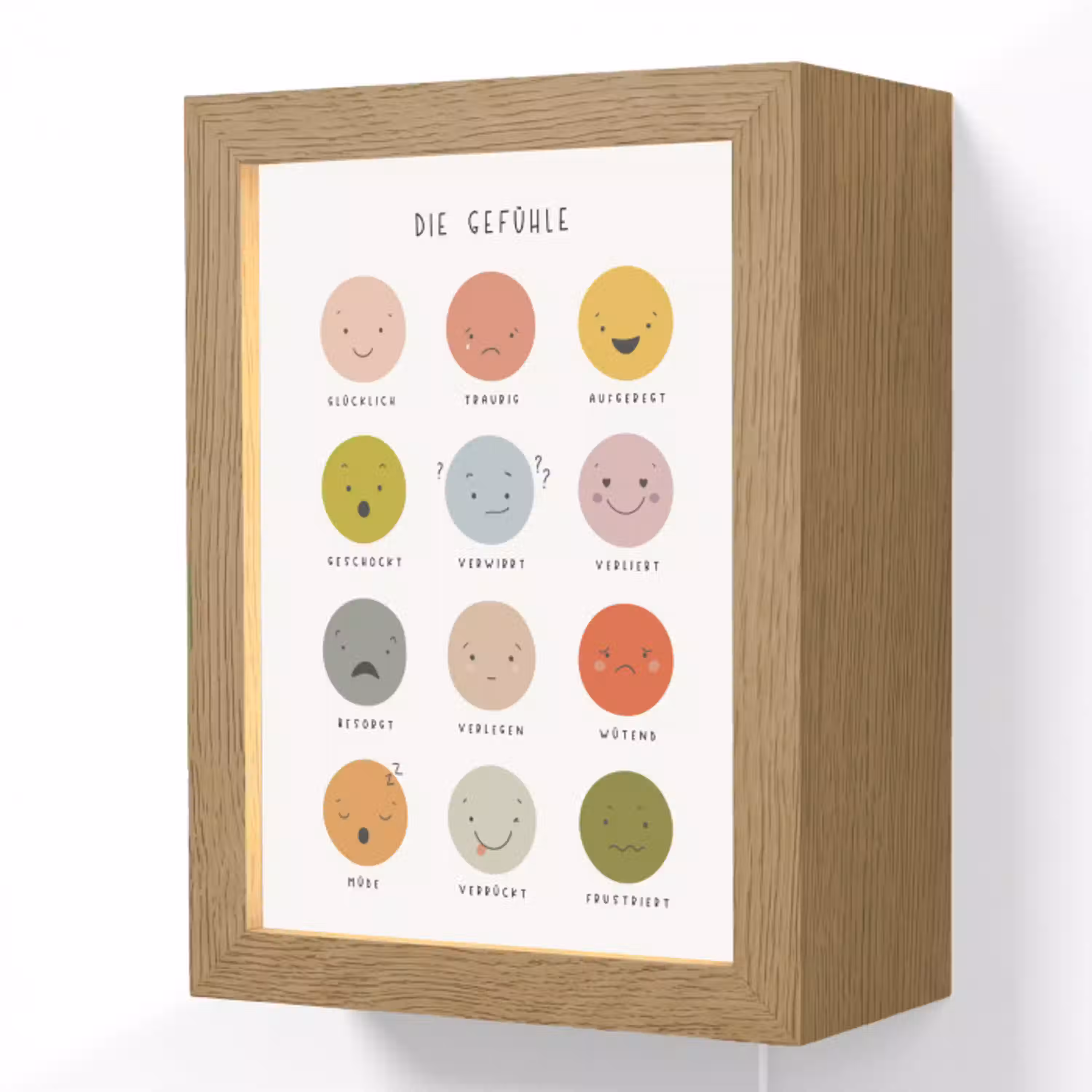 Educatief - Gevoelens leren - Wit - Emoties Light Box met kabel (Wandlamp kind) klein -3d