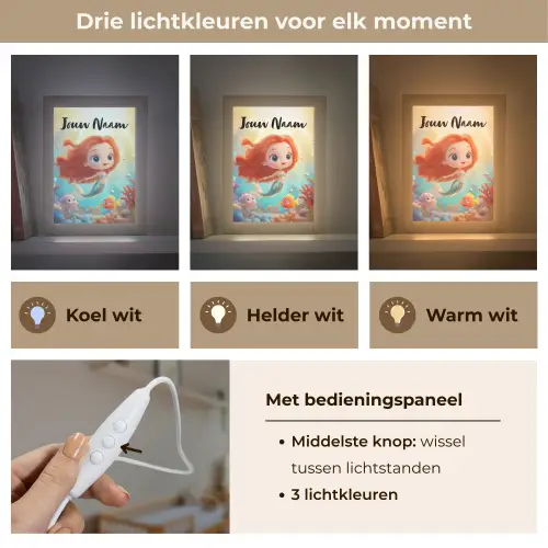 Zeemeermin - Vissen - Koraal Light Box met kabel (Kinderlampje) klein -USP_lichtkleurNL