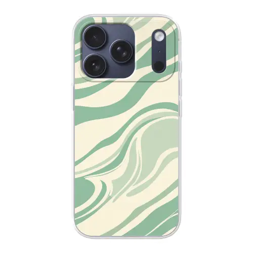 Organische lijnen - Mintgroen - Marmer Telefoonhoesje iPhone 17 Pro klein -3d