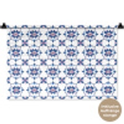 Modern - Patroon - Blauw - Roze Wandkleed katoen klein 269 -t3d_DE