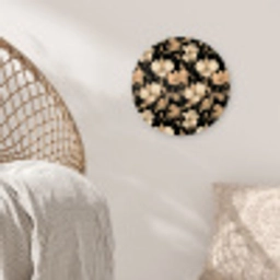 Orchideeën - Lijntekening - Patroon - Beige - Zwart Wandcirkel kunststof plaat 5mm dik klein 188 -sfeer5