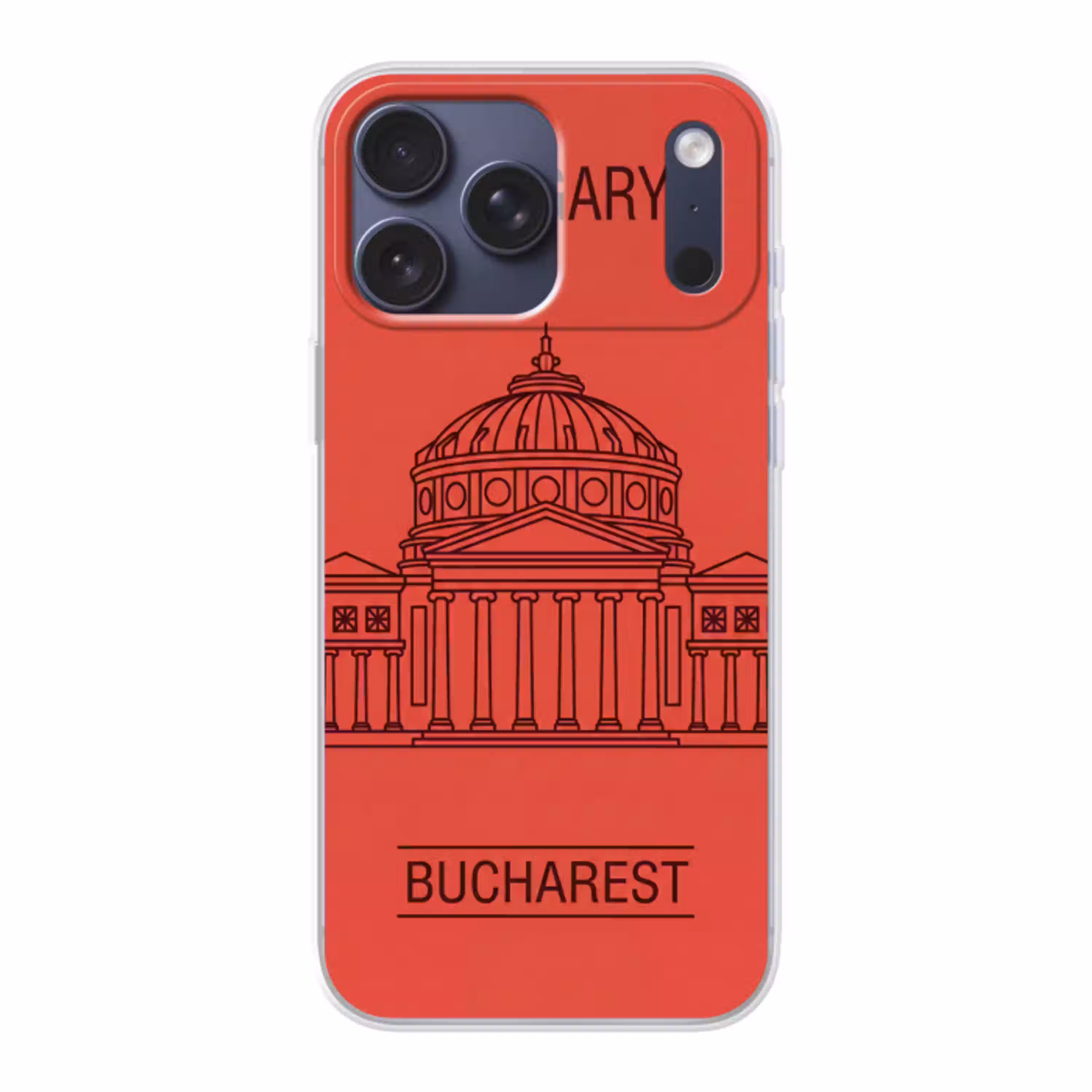 Architectuur - Boekarest - Stedelijk - Lijntekening - Rood Telefoonhoesje iPhone 17 Pro Max klein -3d