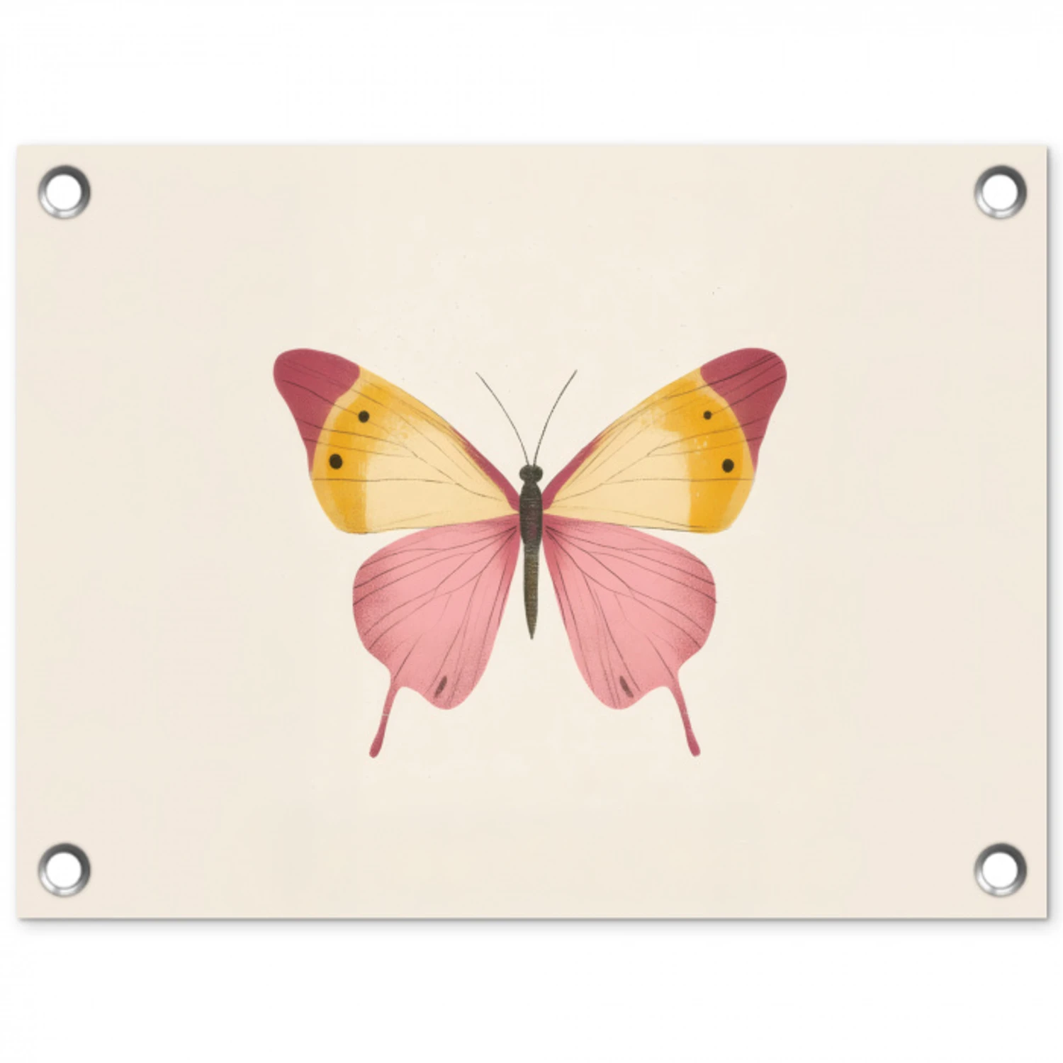 Vlinder - Illustratie - Roze tuinposter los doek klein -3d