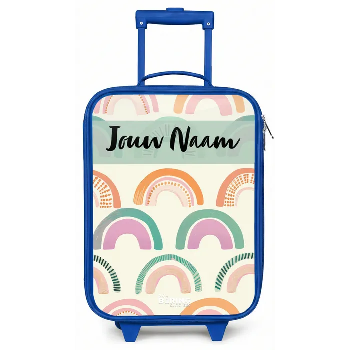 Regenboog - Pastel - Patroon Kinderkoffer - Blauw klein -zz3dotto