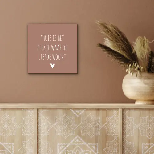 Thuis is het plekje waar de liefde woont - Quotes - Spreuken aluminium wit klein -sfeer4