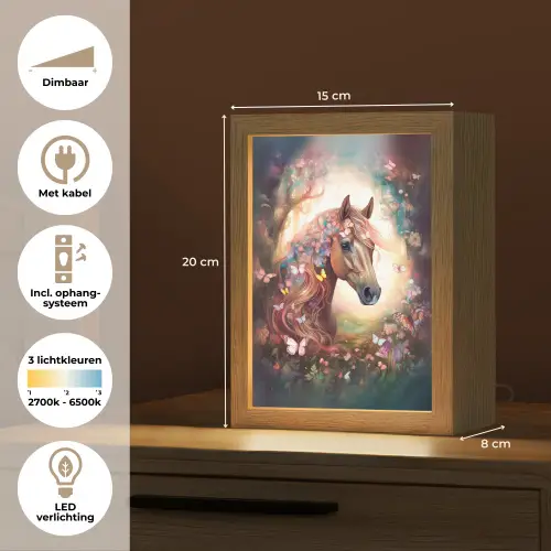 Paard - Natuur - Bloemen - Vlinders - Bos Light Box met kabel klein -USP_NL