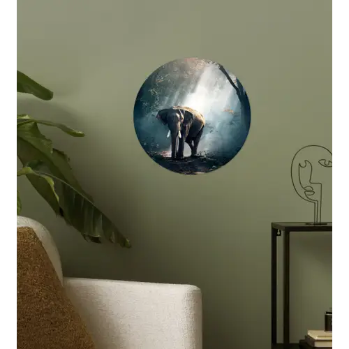 Olifant - Dieren - Licht - Bos - Natuur - Wilde dieren Wandcirkel behangsticker klein -sfeer2