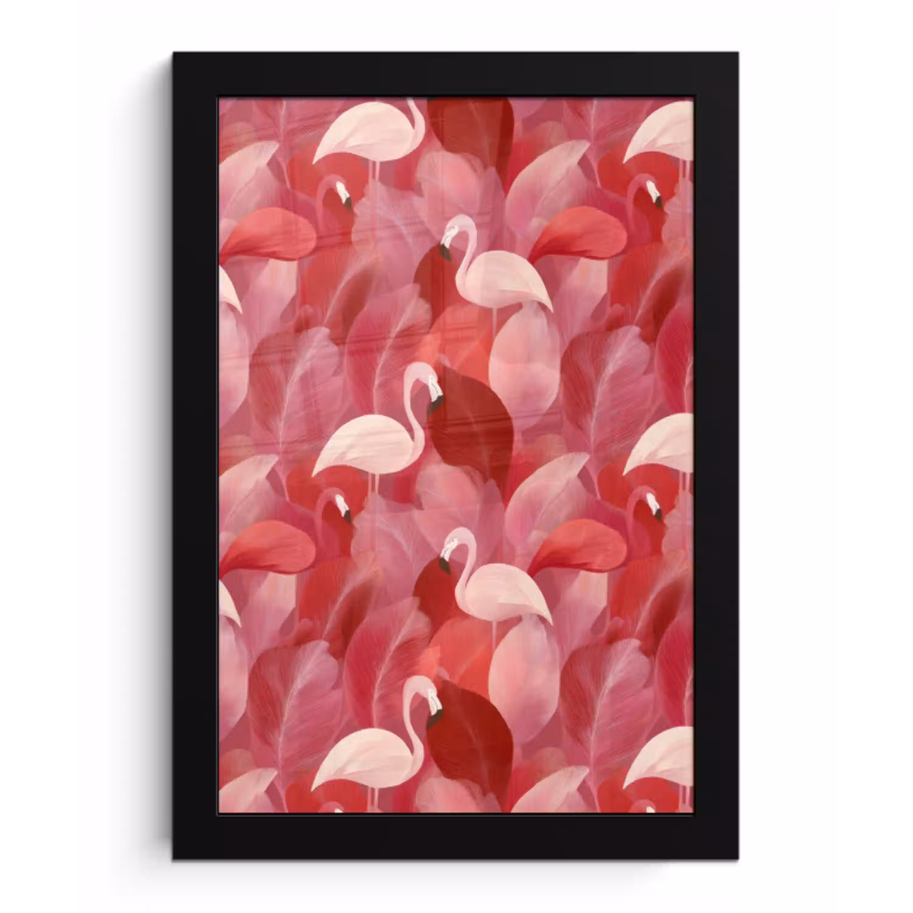 Flamingo - Botanisch - Elegant - Roze - Rood fotolijst zwart zonder passe partout klein 224 -3d