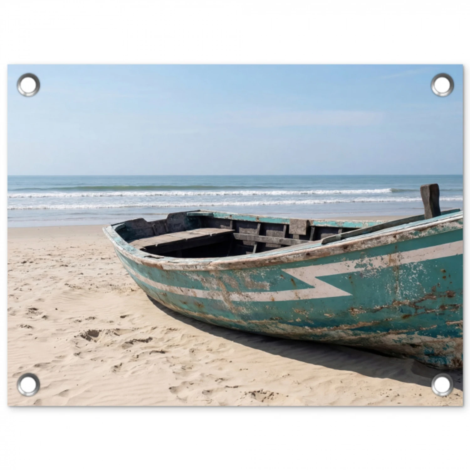 Boot - Zandstrand - Zee tuinposter los doek klein -3d