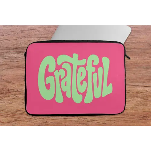 Grateful - Groen - Grafisch - Vloeiend laptophoes neopreen klein -tafel