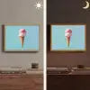 Bolletjes - Schepijs - Hoorntje - Blauw Light Box met batterij (Wandlamp) middel -sfeer3
