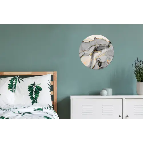 Marmer - Goud - Grijs Wandcirkel aluminium klein -slaapkamer
