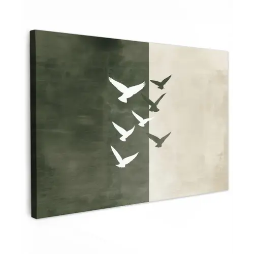 Japandi - Vogel - Groen canvas 2cm klein -z3d