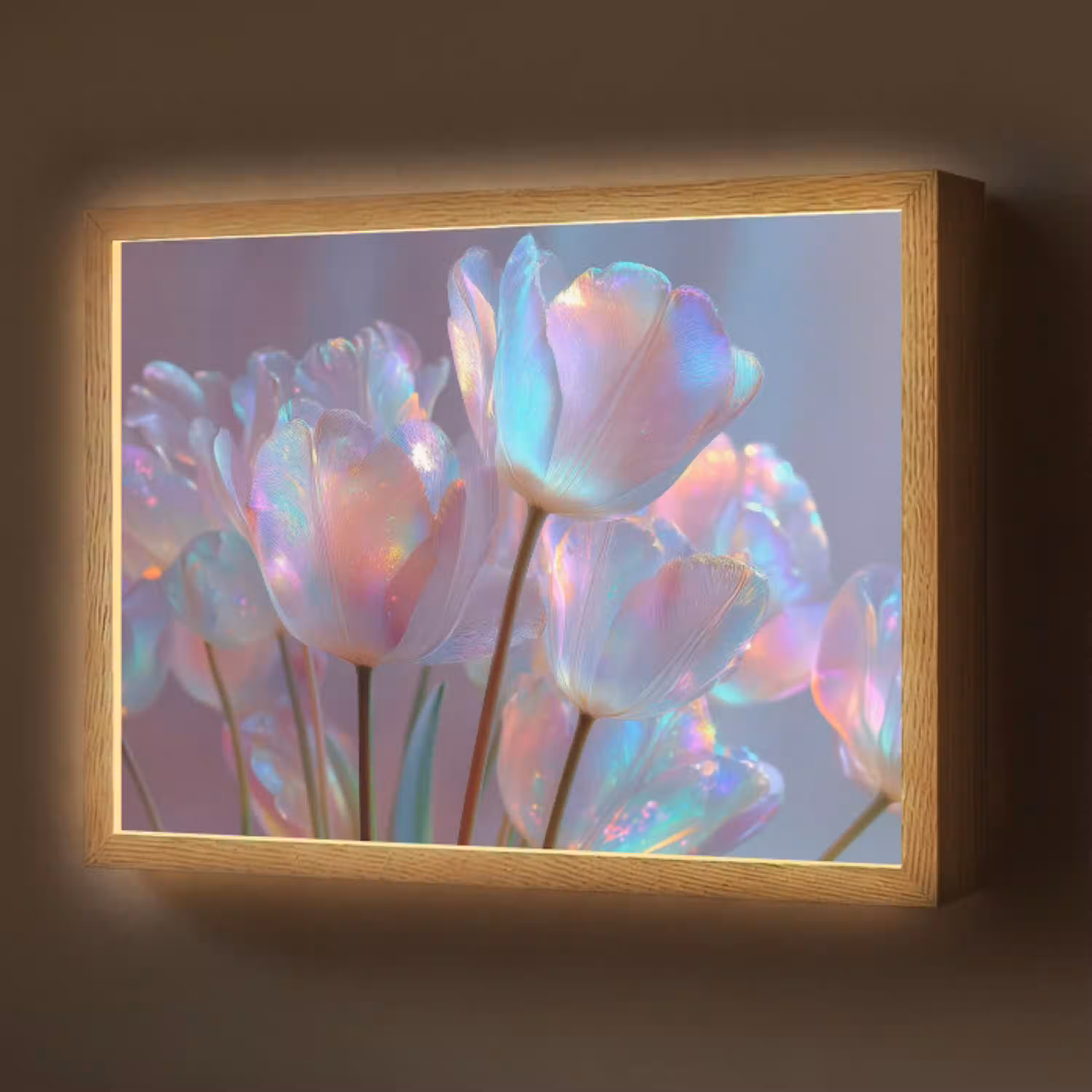 Tulpen - Glazen - Bloemblaadjes - Pasteltinten Light Box met batterij (Wandlamp) middel -z3d_website