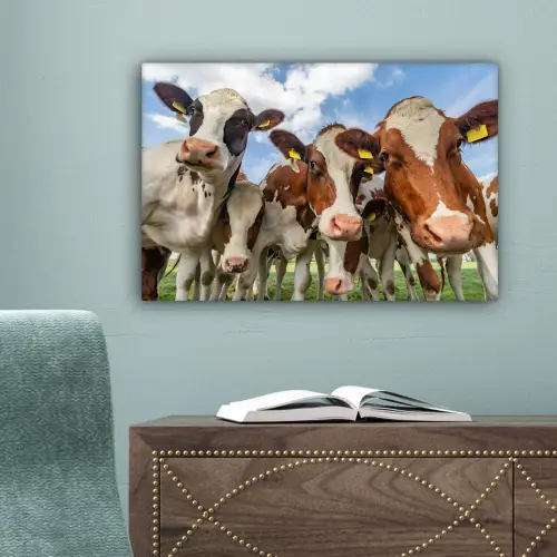 Koeien - Dieren - Weiland - Natuur canvas 2cm klein -sfeer4