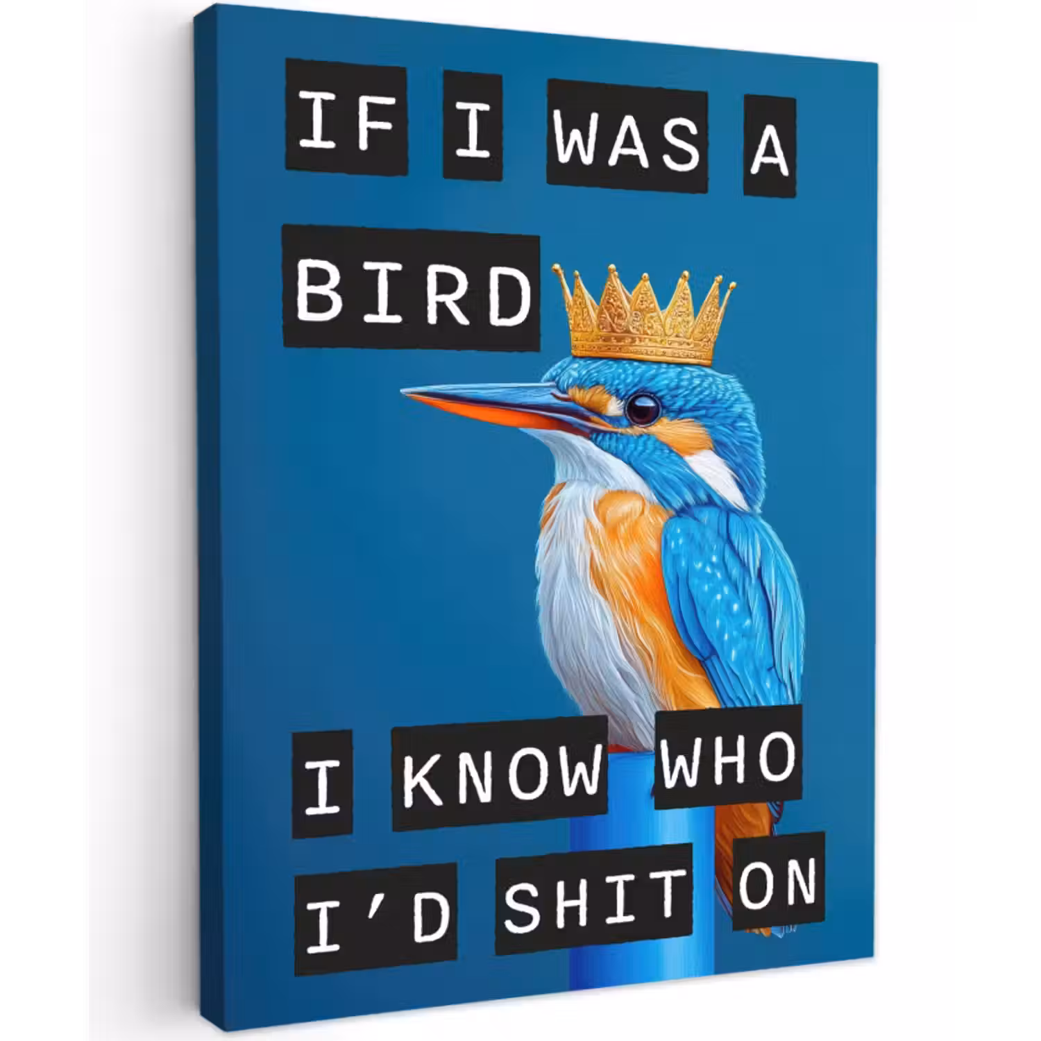 Canvas schilderij - Vogel - Decoratie - Ijsvogel - Blauw