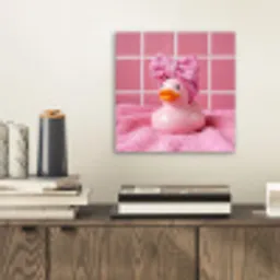 Badeend -Strik - Roze aluminium wit klein -sfeer1