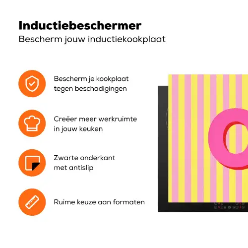 Tekst - Strepen - Roze Inductie beschermer vinyl 3mm klein -zzzzzzz-td-ups