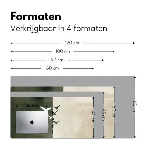 Japandi - Vogel - Groen Muismat XXL klein -sfeer5